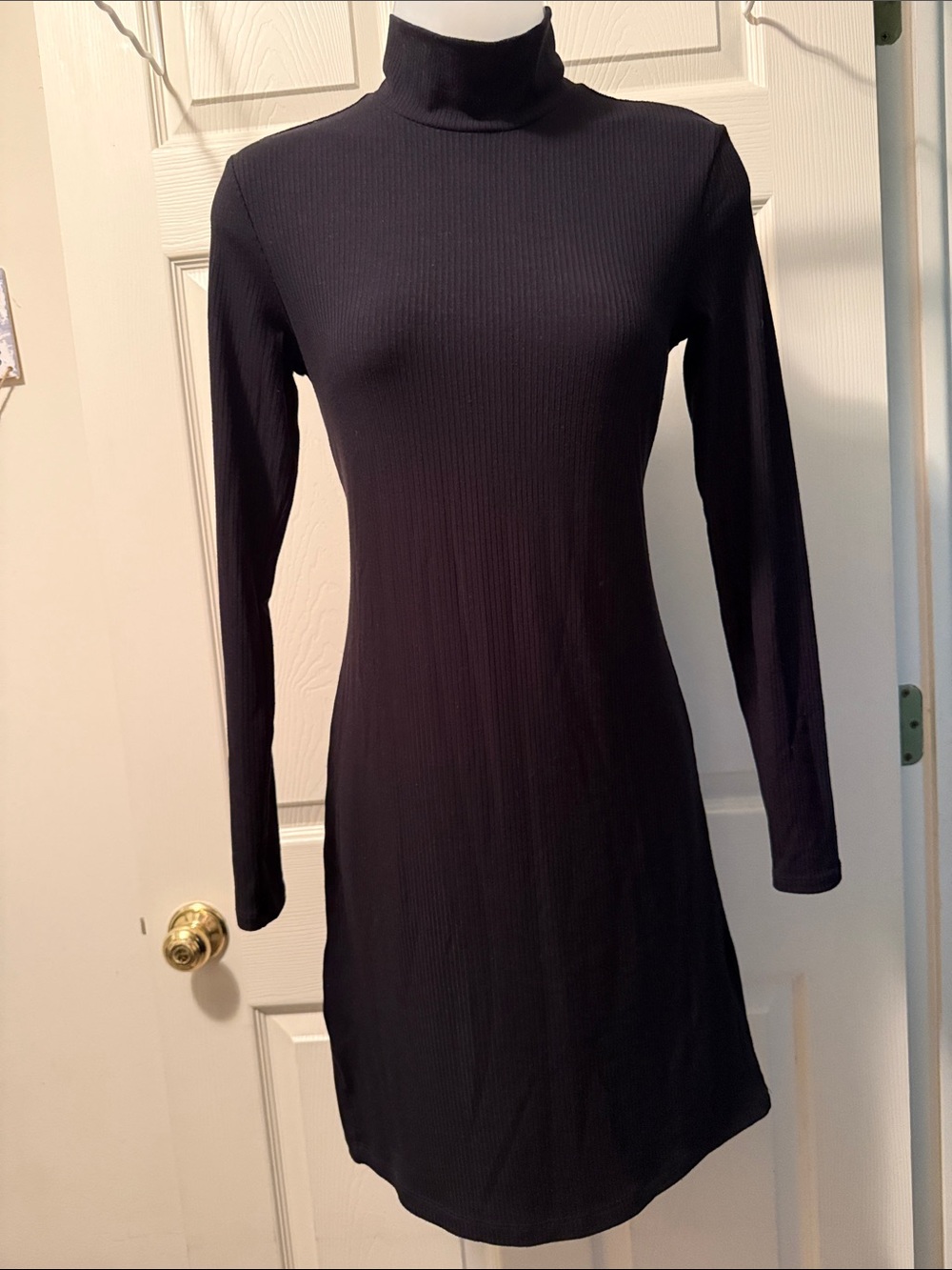 NWOT H&M Black Ribbed Turtleneck Long-Sleeve Dress